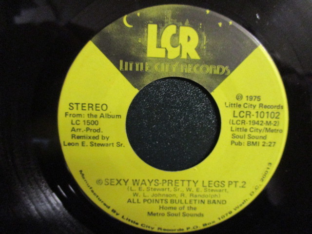 All Points Bulletin Band ： Sexy Ways - Pretty Legs Pt.1 7'' / 45s ★ 70's DC Funk グループ ☆ 落札5点で送料無料_画像2