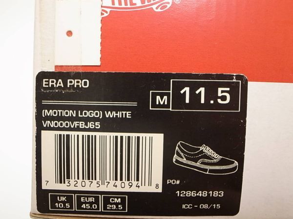 【即決 送料無料】Supreme x VANS ERA PRO 29.5cm US11.5 新品 Motion Logo スケシン SKATE THING シュプリーム モーション ロゴ 白 2016年