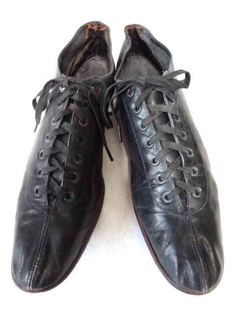  Vintage rare 10S 20S 30S Victoria n all leather shoes dress short shoes leather boots sneakers kangaroo black black ballet 