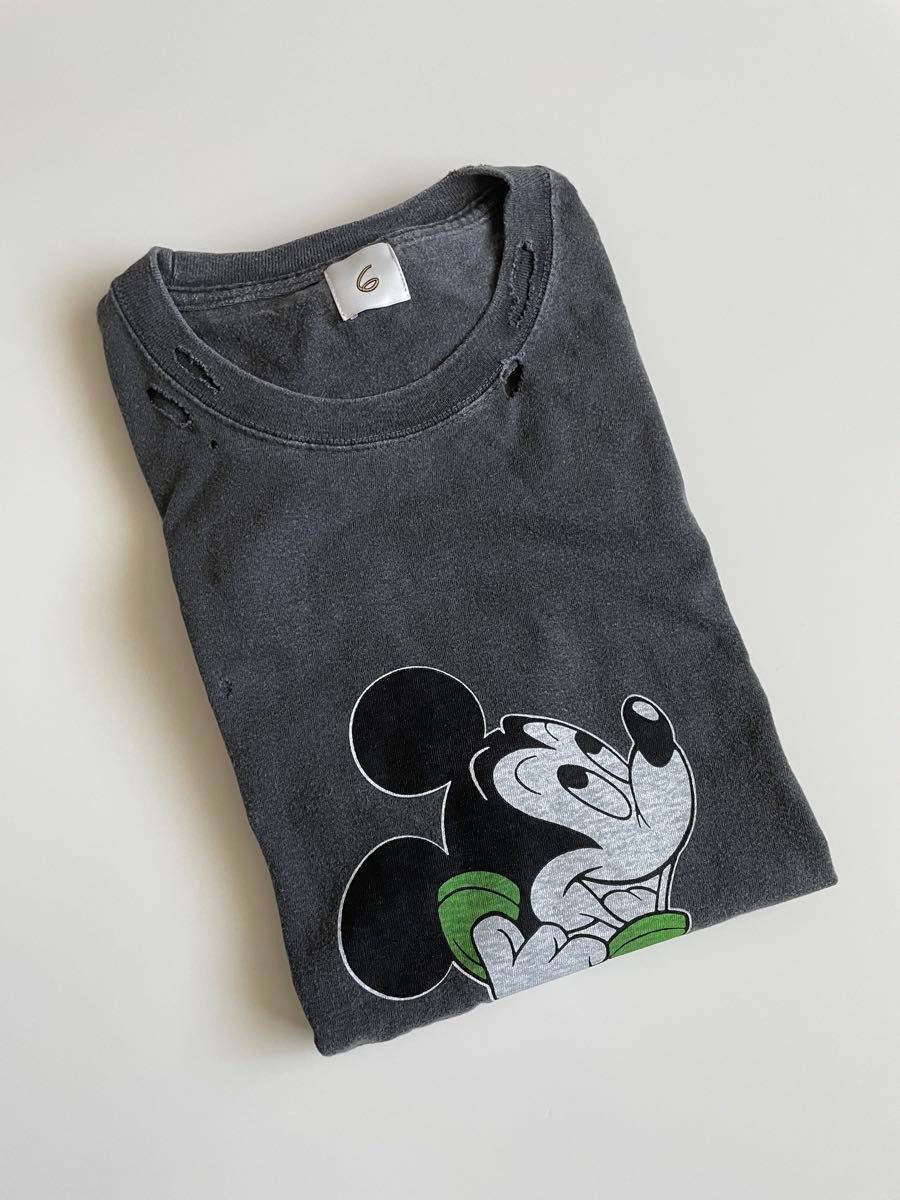 roku 6 ミッキーマウス Tシャツ 黒 半袖 roku 6 ミッキー Tシャツ ブラック 黒 Sサイズ ロク 半袖Tシャツ