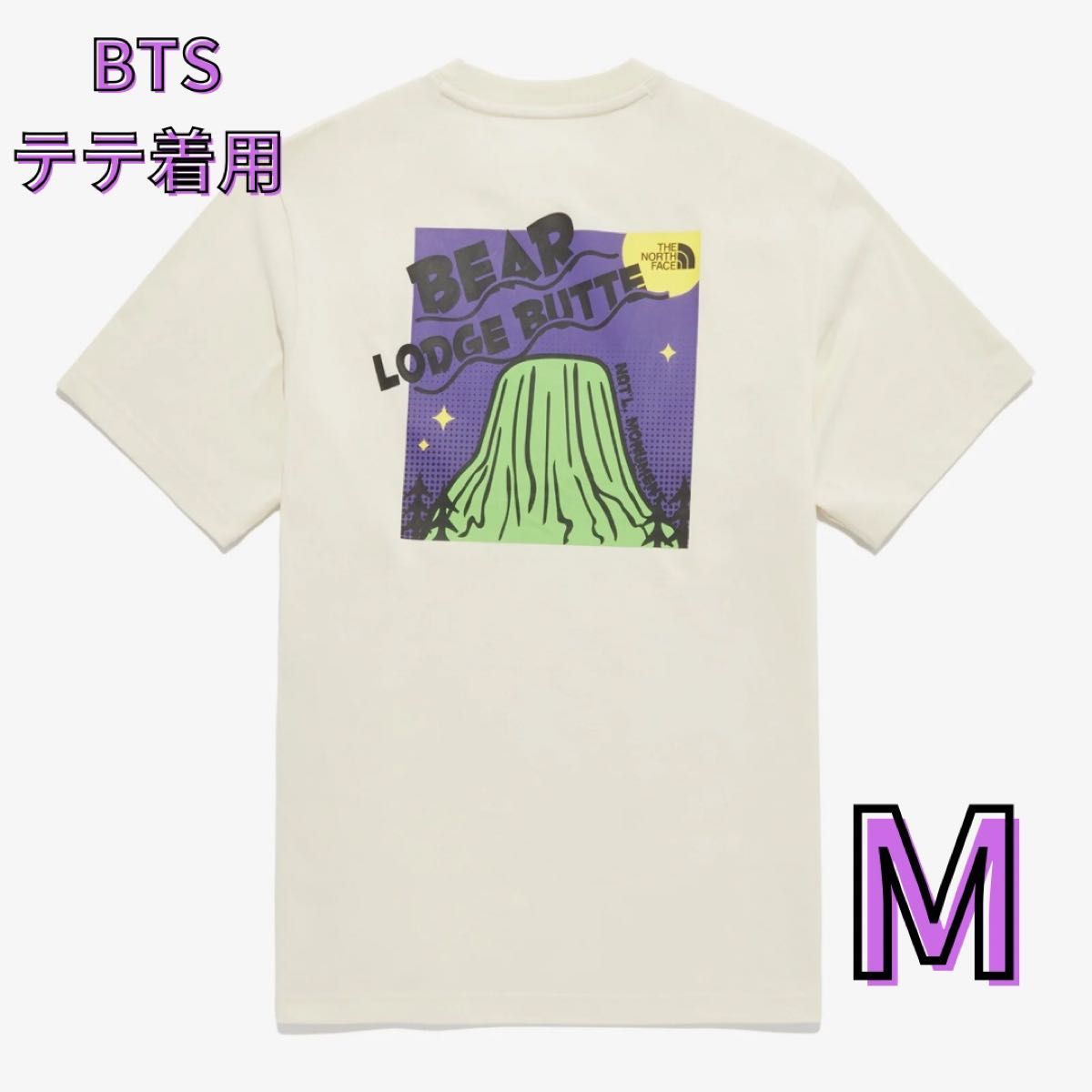 韓国限定 ノースフェイス BTS テテ V 着用モデル Tシャツ ベージュ M 韓国限定 ノースフェイス BTS テテ V 着用モデル Tシャツ