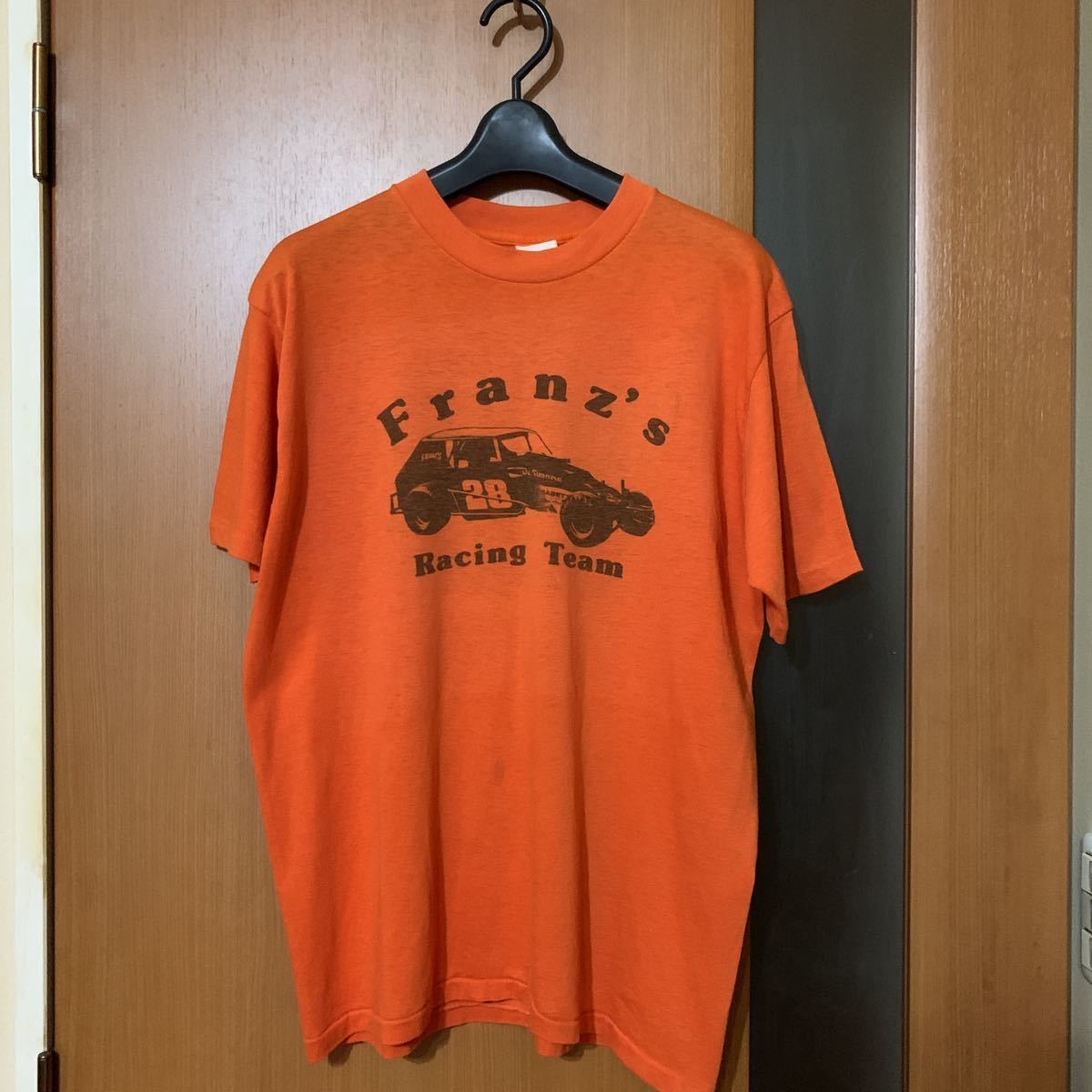 希少 ジャンティーク購入『USED』VINTAGE染み込みプリントT-SH ヴィンテージ ビンテージ レース物 古着 半袖Tシャツ プリントTシャツの画像1