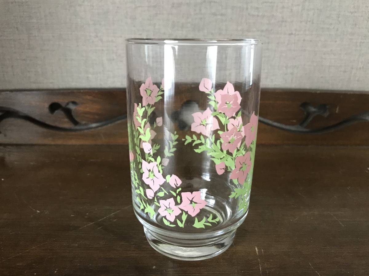 昭和レトロ食器　ピンク　ききょう　佐々木ガラス　ガラスコップ　３個セット_画像6