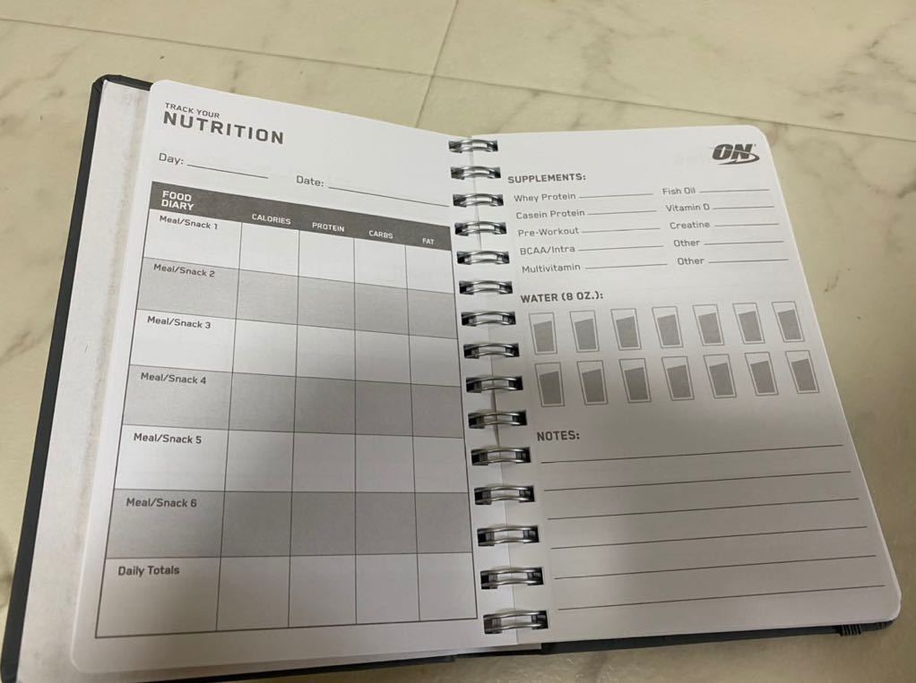 新品OPTIMUM NUTRITION TRANING JOURNAL トレーニングノート