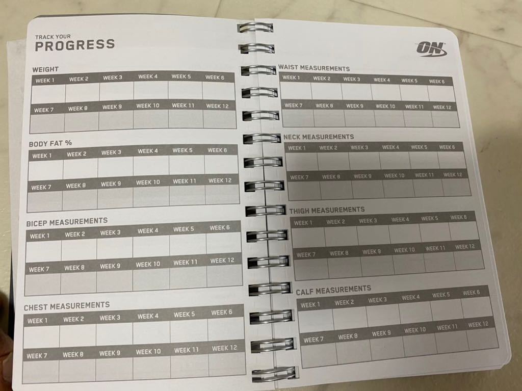  new goods OPTIMUM NUTRITION TRANING JOURNAL training Note 