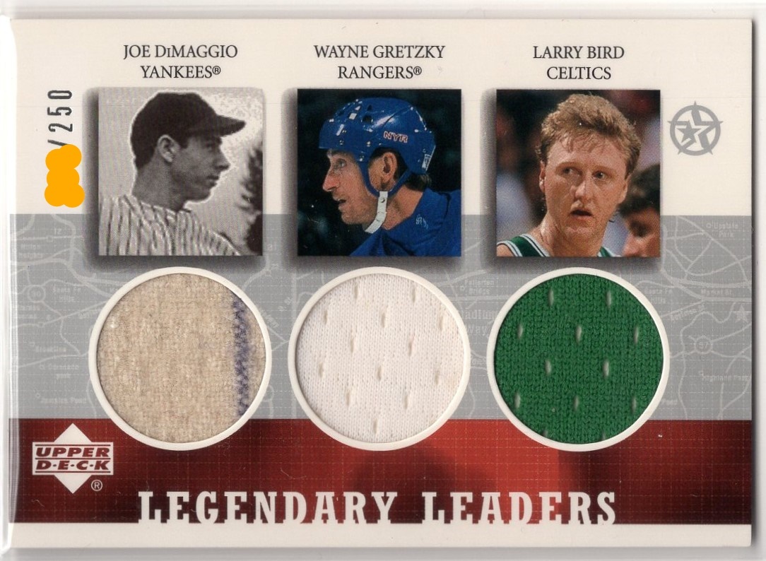 Joe DiMaggio ＆ Larry Bird ＆ Wayne Gretzky ＜ 2003 UD SuperStars Legendary Leaders ＞ トリプルジャージ