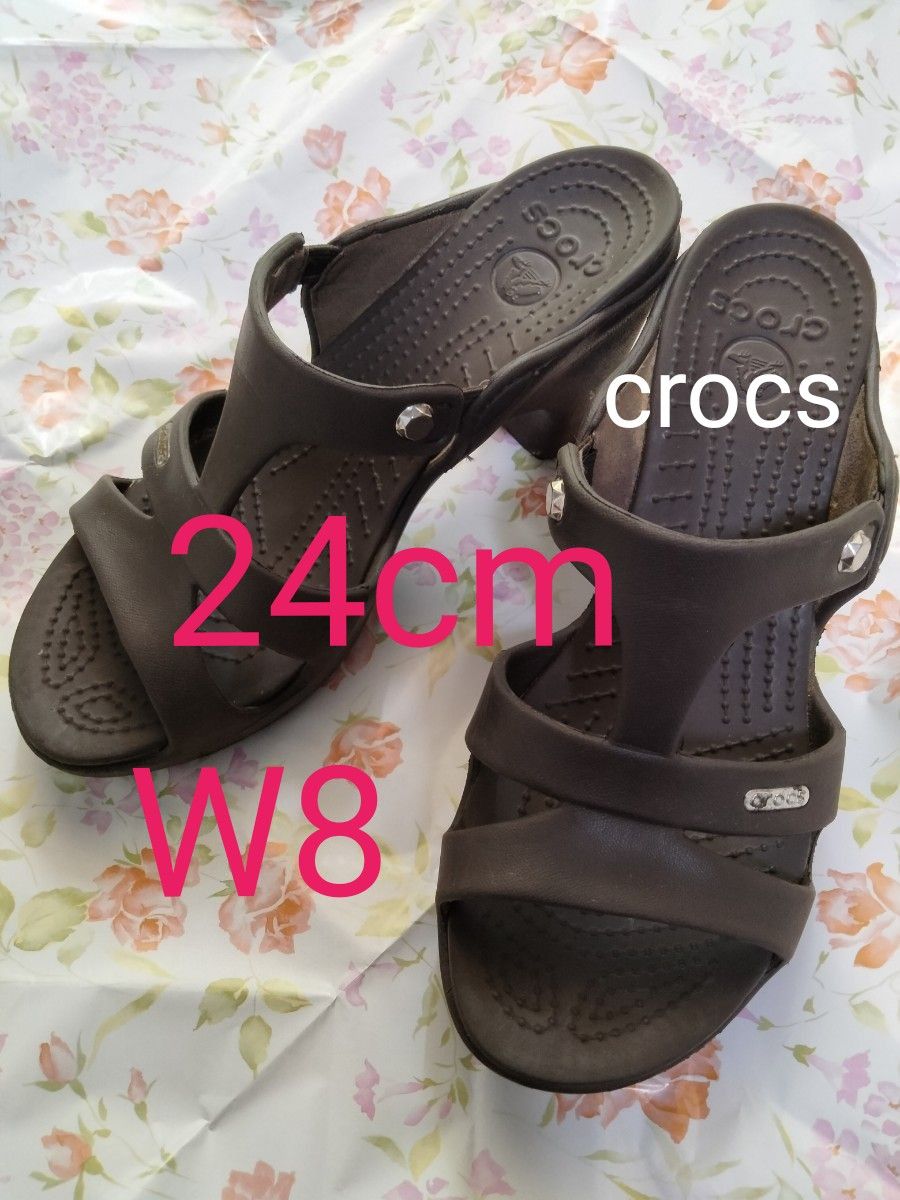 美品✨クロックス サイプラス ミュール サンダル ヒール 茶 W8 未使用級 激レア】クロックス サンダル サイプラス ハイヒール ミュール