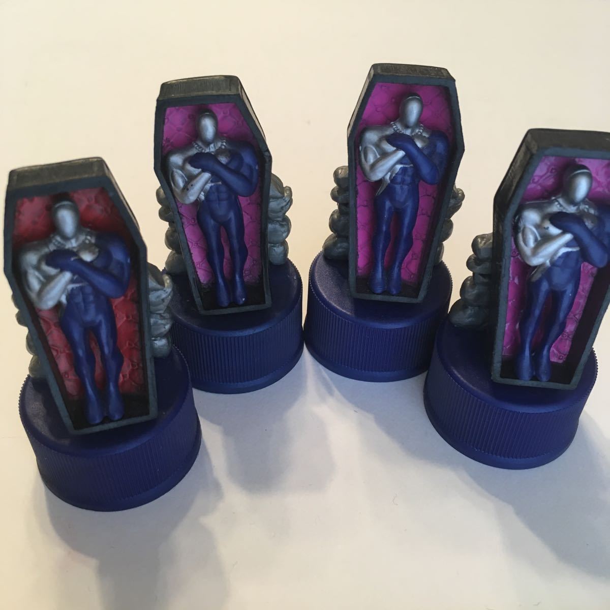  Pepsi bottle cap Pepsiman COFFIN 4 kind set PEPSI bottlecaps. PEPSIMAN Rare variations. 4 piece set.