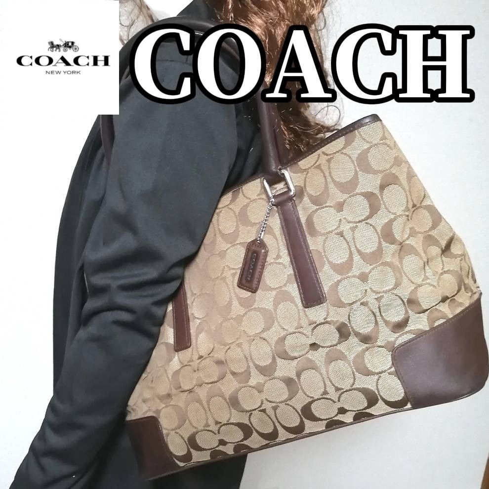【美品】COACH コーチ トートバッグ キャンバス 肩掛け A4収納可 大容量 新出品3日間限定SALE【A4収納可】COACH コーチ トートバッグ