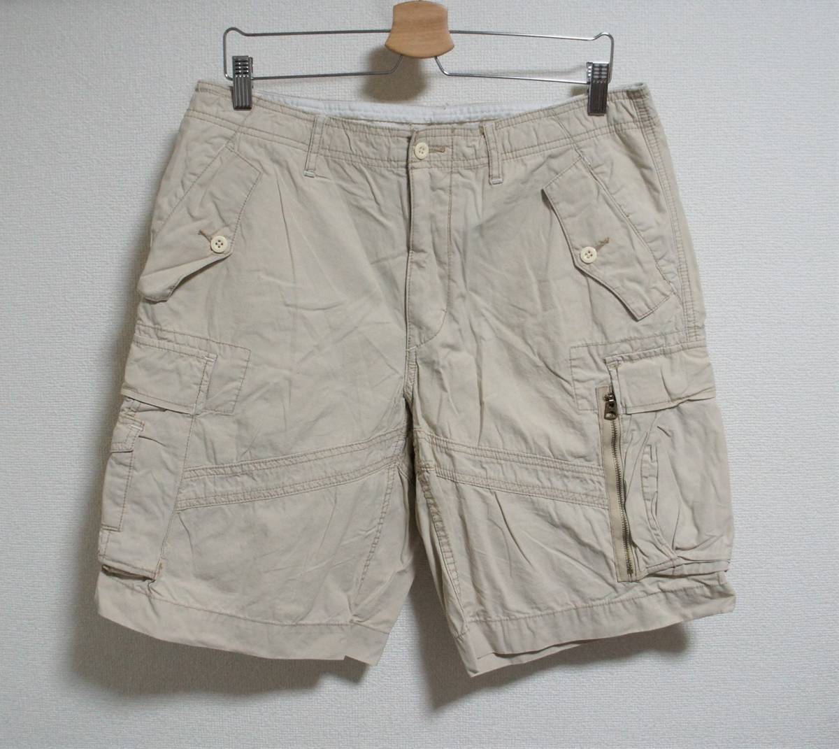 SALE！【未着用 新品】 サイズ: W34 polo ralph lauren ポロ ラルフ ローレン チノ カーゴ ショート パンツ カーキ ビンテージ加工_画像3