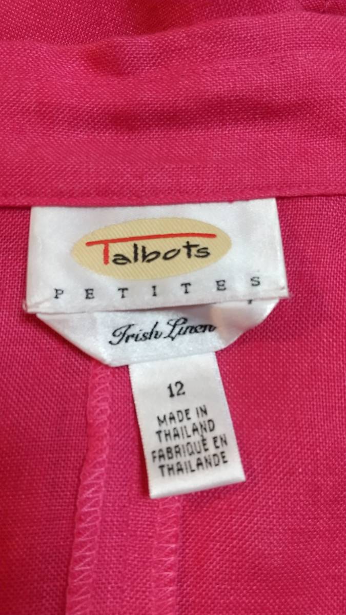 タルボット TALBOTS Aライン　オーバーシャツ　ピンク　サイズ12　新品_画像7