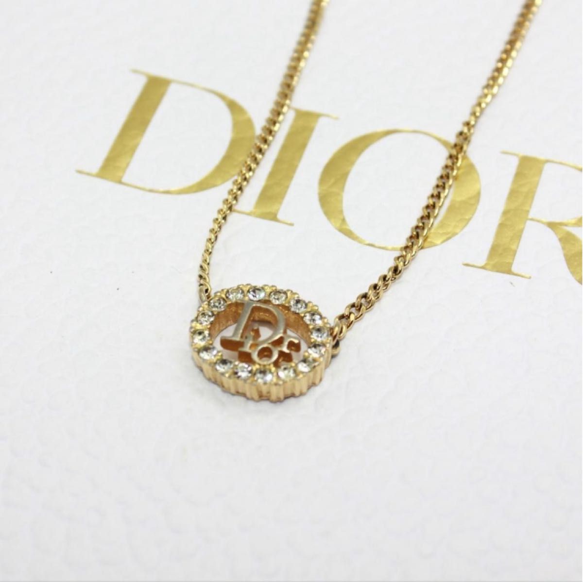 Dior ディオール ロゴ ストーン ゴールド ネックレス 9514 Dior クリスチャンディオール ロゴ ストーン ゴールド