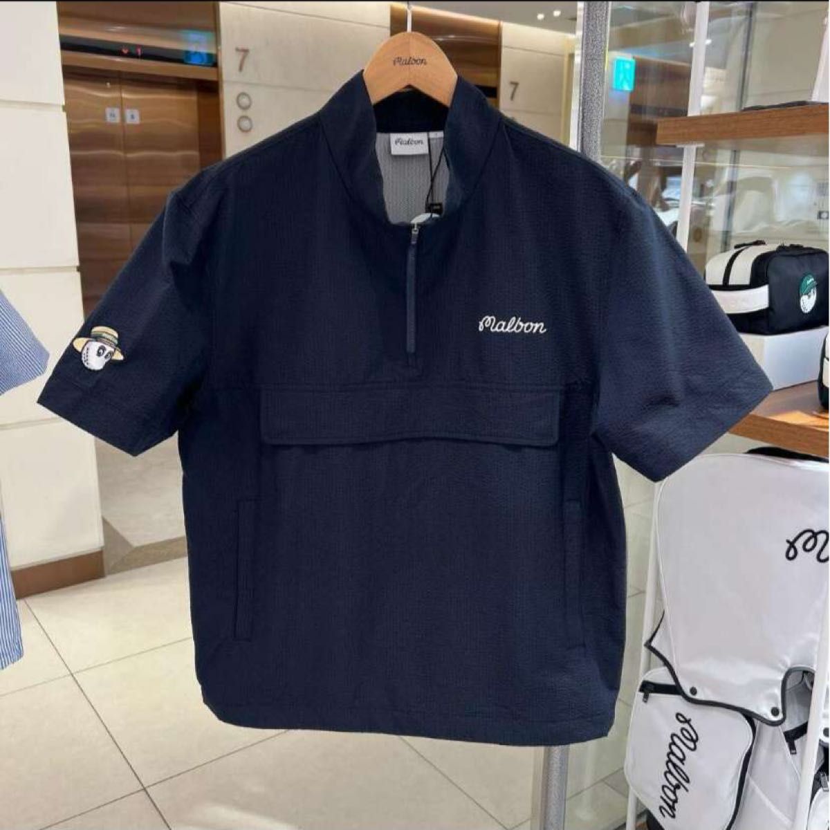 マルボンゴルフ メンズ ハーフジップシャツ ショートパンツ 2点セット 緑XXL Malbon マルボンメンズ ハーフジップシャツ ショートパンツ 2点