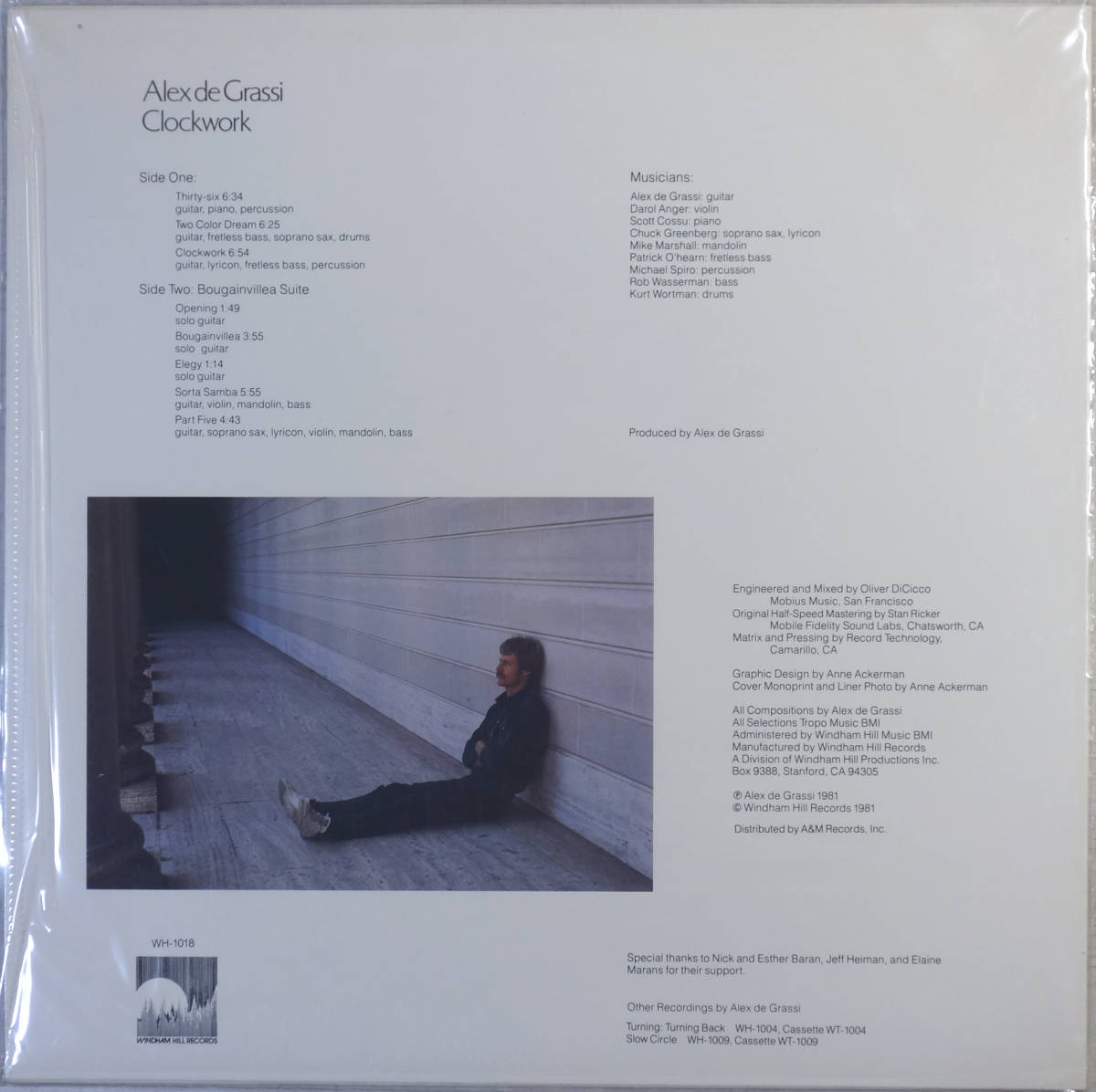 ◆ALEX DE GRASSI/CLOCKWORK (US LP/Sealed) -Shadowfax, Patrick O'hearn, Windham Hillの画像2