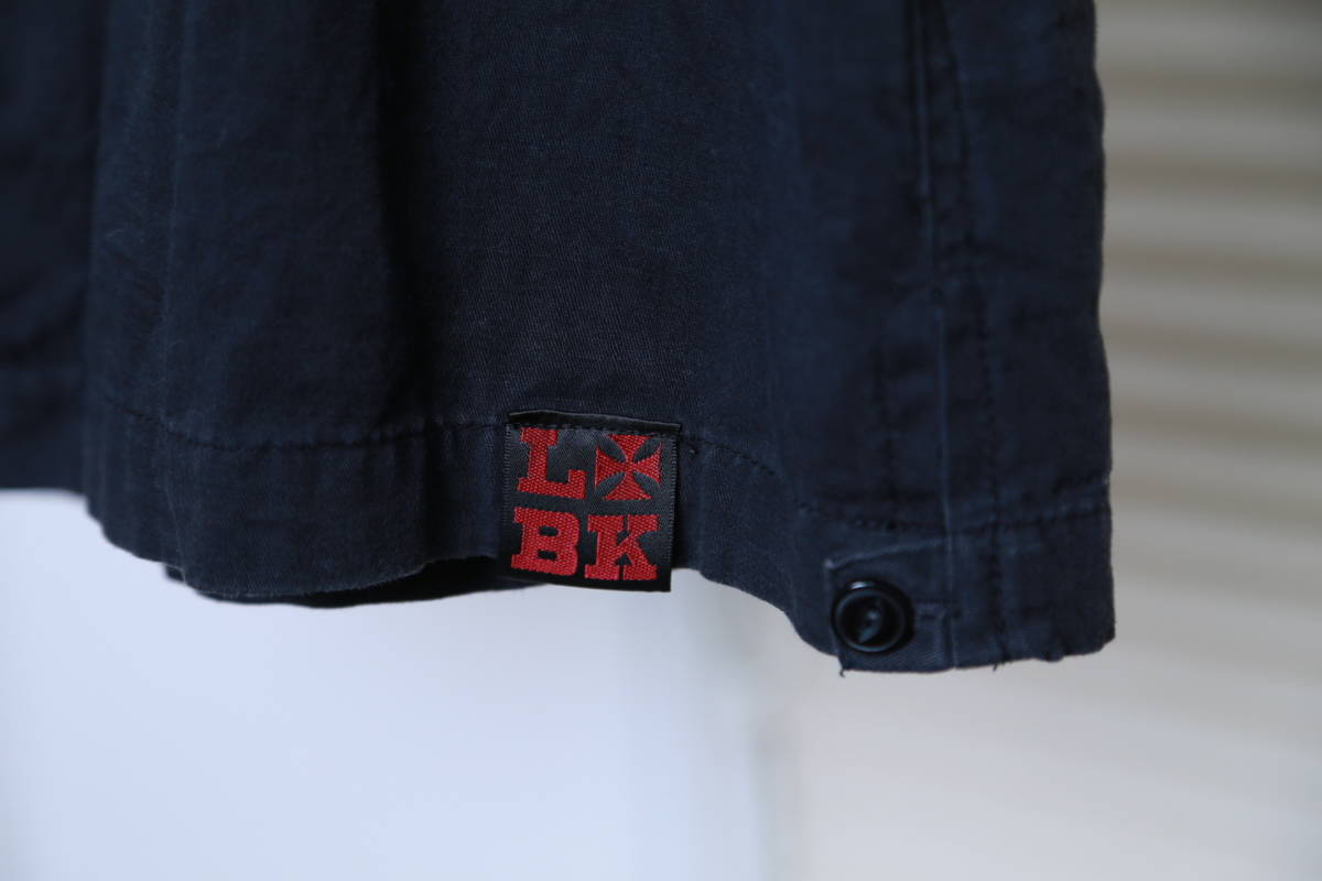 ★LOW BLOW KNUCKLEローブローナックル Garage of Ace プリント刺繍半袖シャツ　　古着ユーズド男性メンズM黒ブラックスカルドクロガイコツ_画像9