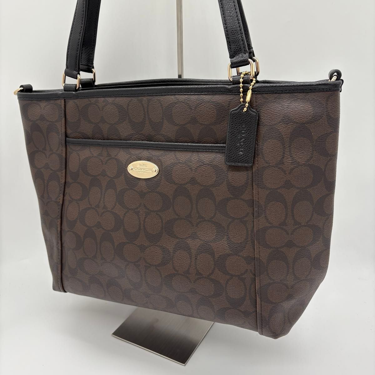 【美品】COACH コーチ シグネチャー PVC トートバッグ ハンドバッグ 美品】 COACH コーチ シグネチャー ショルダーバッグ トート PVC