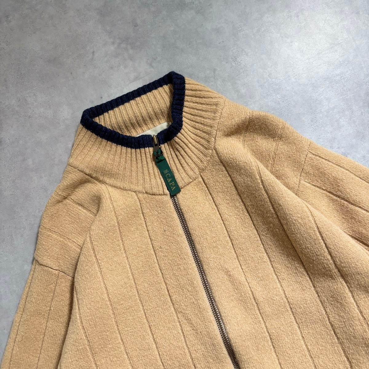 【90s vintage】スイングトップ ブルゾン ニット生地 短丈 古着 古着 90s ウール カーディガン 短丈 ジップアップ ドライバーズ