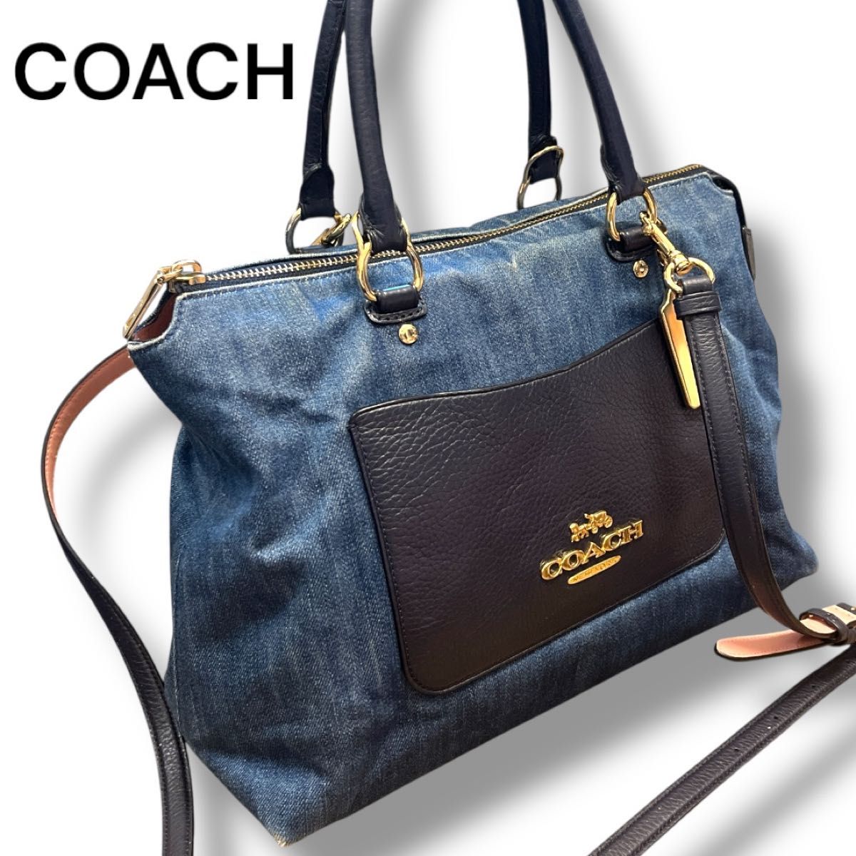 専用 未使用級 COACH デニム ショルダーバッグ 2way デニム COACH デニム ショルダーバッグ 2way クロスボディ 斜め掛け