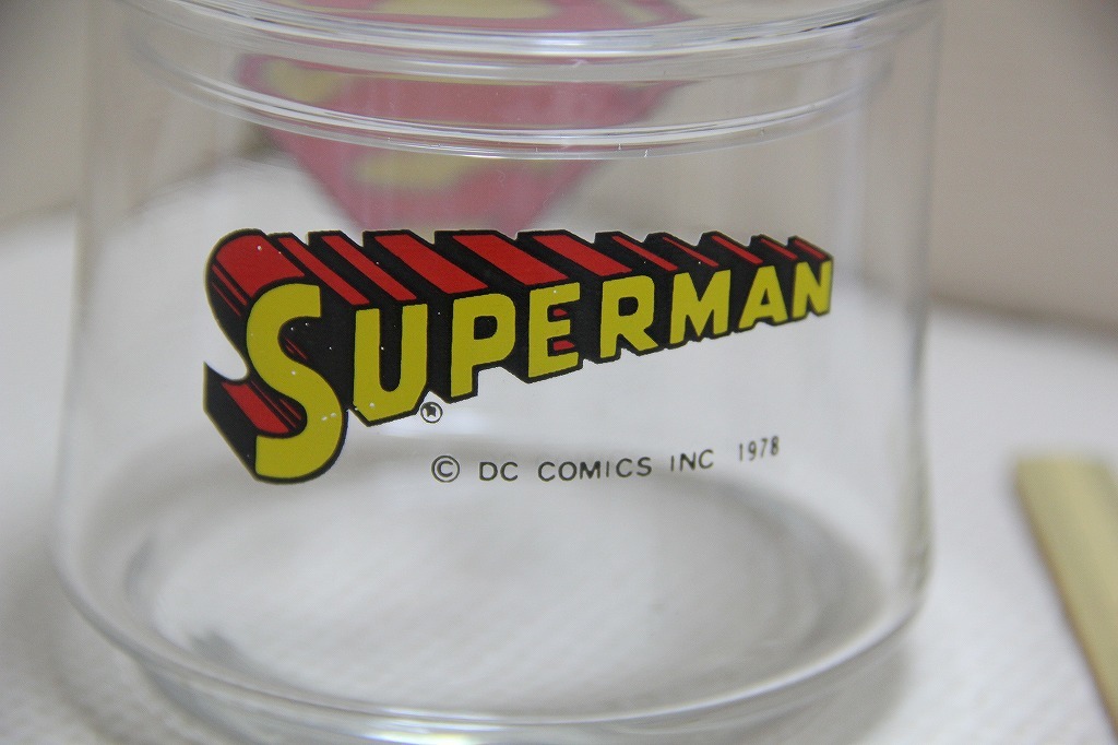 ガラス製 スーパーマン キャンディーポット DC COMICS 1978 検 佐々木硝子 キャンディボトル SUPERMAN ＤＣ コミック キャラクター グッズ_画像3