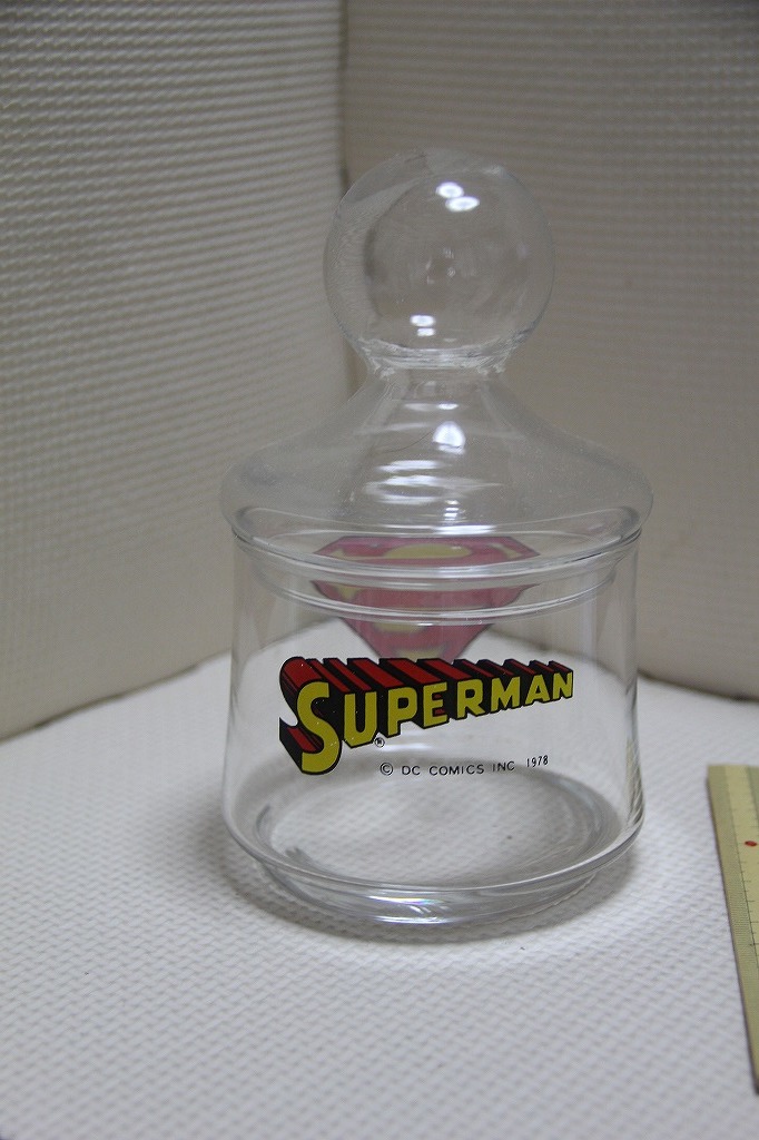 ガラス製 スーパーマン キャンディーポット DC COMICS 1978 検 佐々木硝子 キャンディボトル SUPERMAN ＤＣ コミック キャラクター グッズ_画像4