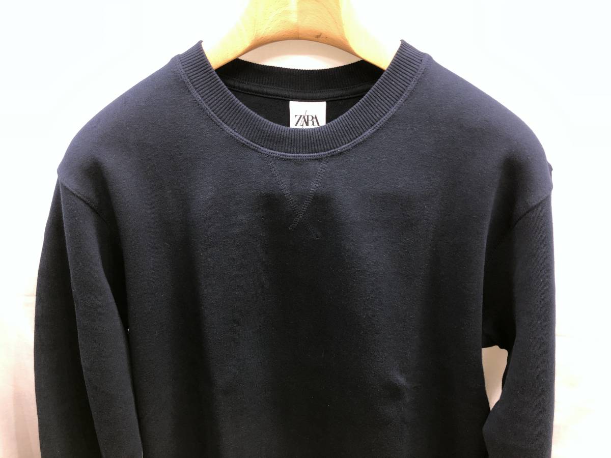 長袖Ｔシャツ　トレーナー　ダブルフェイス天竺　紺　Ｓ表示　Ｍ相当　ＺＡＲＡ★未使用格安！_画像2