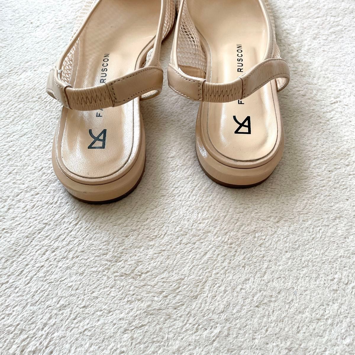 【新品未使用】FABIO RUSCONI ベージュパンプス 36 1/2 美品箱付 FABIO RUSCONIファビオルスコーニ メッシュパンプス 36