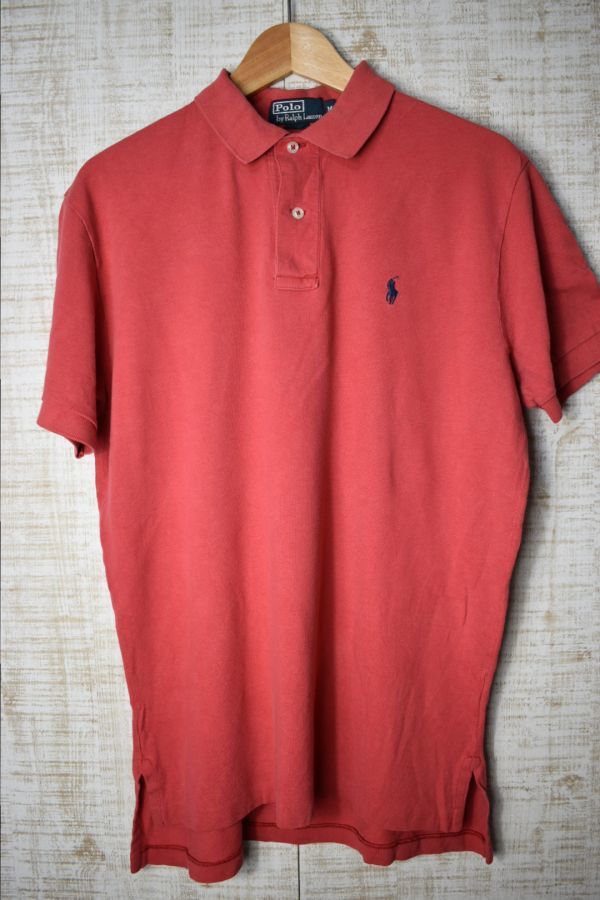 ☆US古着 POLO Ralph Lauren ラルフローレン ポロシャツ ポニーロゴ レッド赤【M】鹿の子　　　　　◆2548◆_画像2