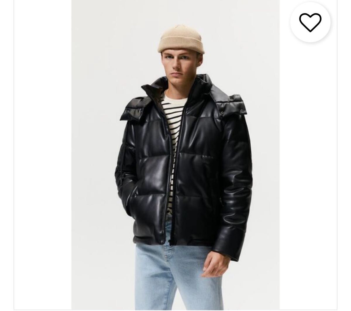 ZARA ブラック ショート丈レザーダウンジャケット ZARA ザラ フェイクレザーダウンジャケット 黒 L|Yahoo!フリマ