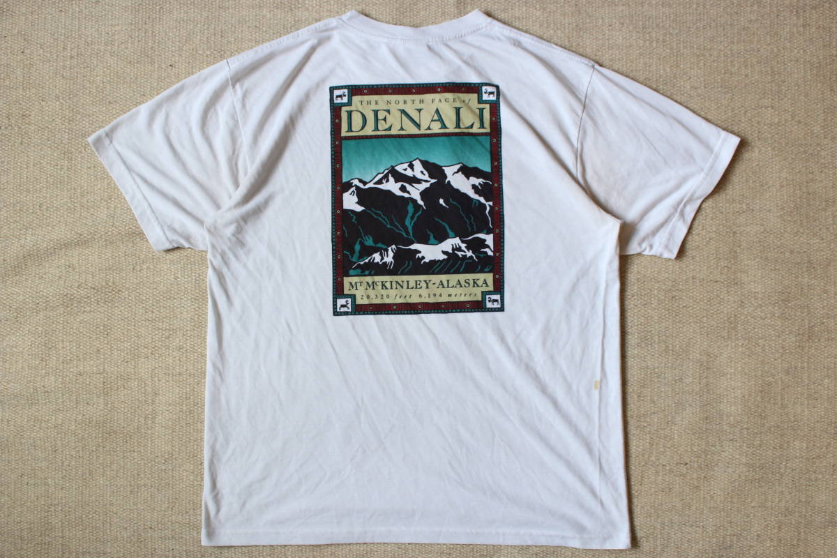 レア 1990s North Faceノースフェイス アラスカ デナリ ヴィンテージTシャツUSA製 アメリカ Lサイズ マウンテン 国立公園 登山マッキンリー