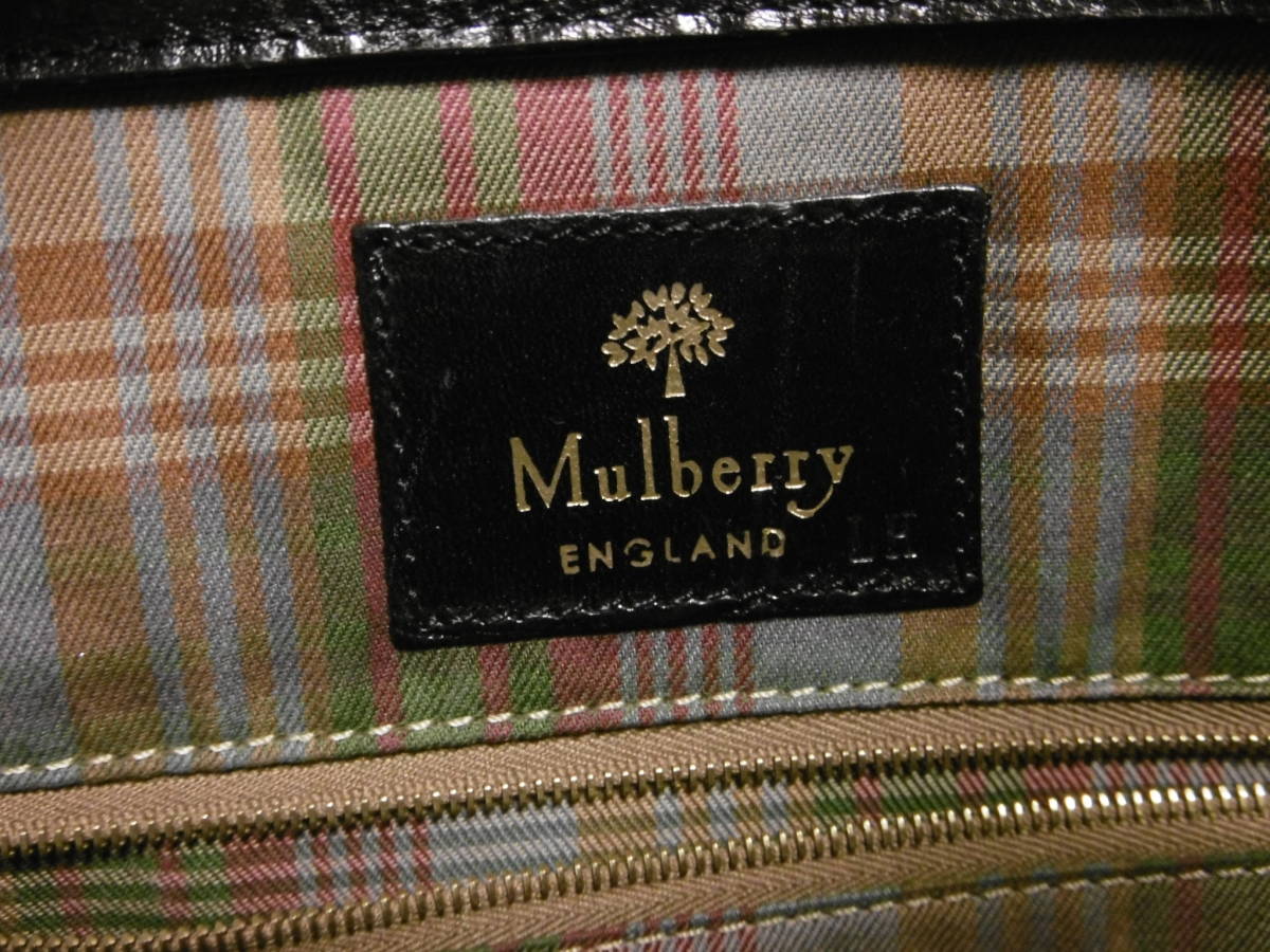 MULBERRY maru be leak Logo type pushed . leather briefcase business bag tote bag document bag TURKEY made black man and woman use 