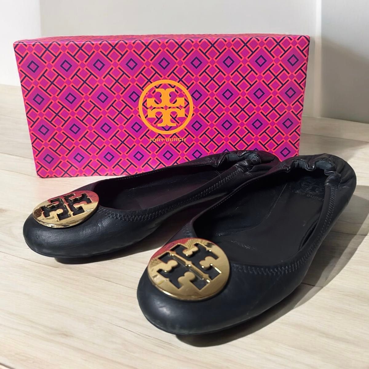 トリーバーチフラットパンプス ブラック 24センチ相当 トリーバーチ TORY BURCH バレエシューズ フラットシューズ