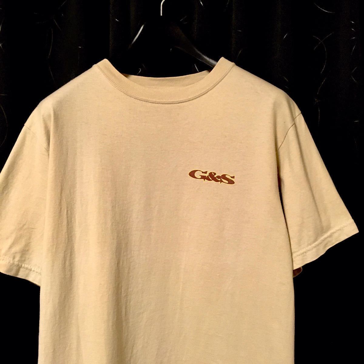 【90s USA製 GORDON and SMITH ビンテージ バックプリント Tシャツ】古着 レア G&S ベージュ M スケボー スケートボード サーフィン