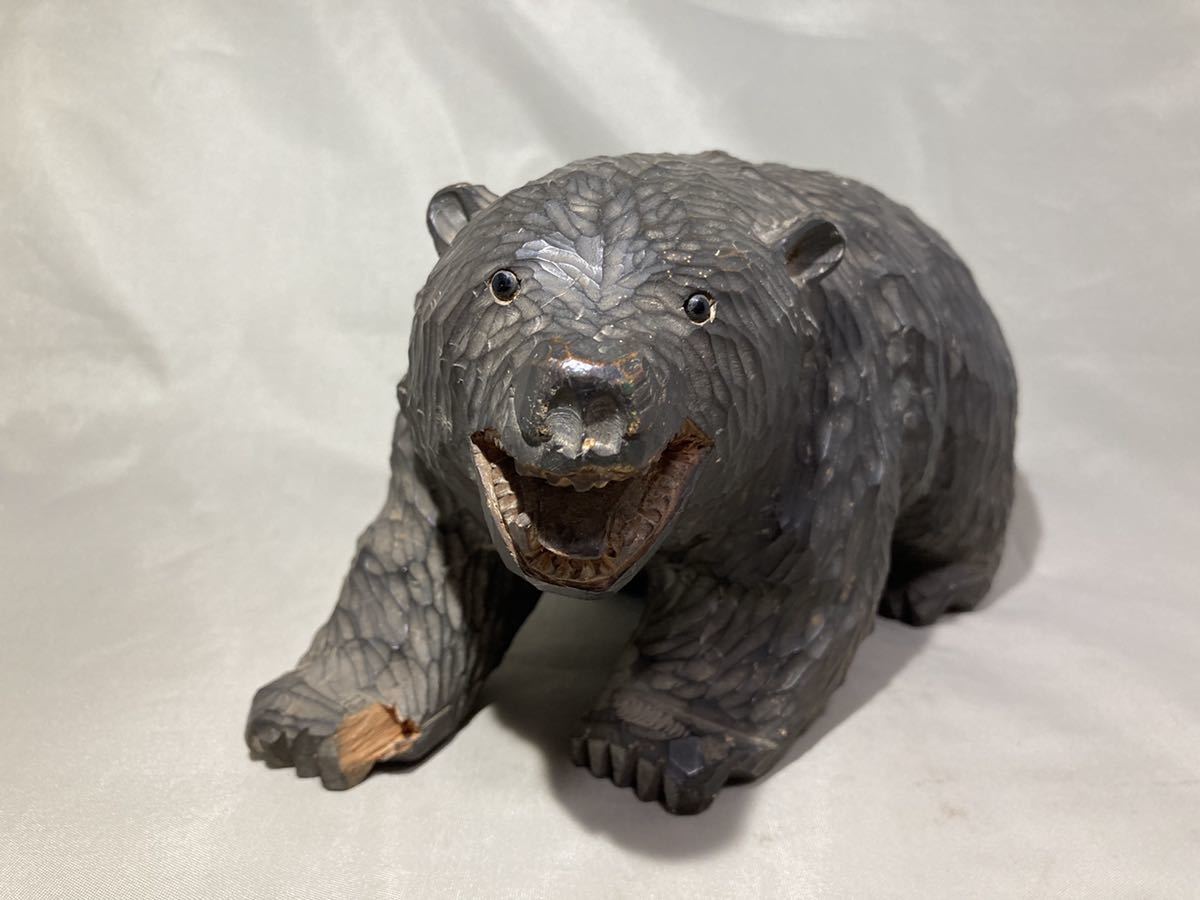 国内即発送】 北海道 古い木彫り熊 木彫りの熊 木彫熊 一刀彫 アイヌ クマ 民芸 郷土玩具