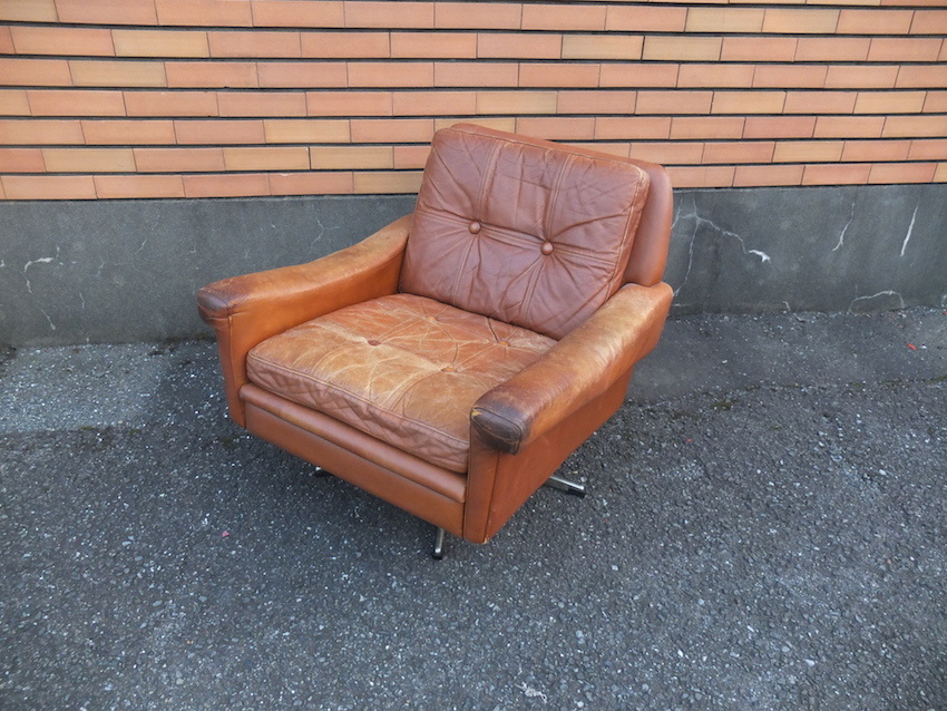 1970's Mid Century Swedish Lystolet Leather Chair レザーチェア ソファ 70年代 ビンテージ アンティーク ミッドセンチュリー