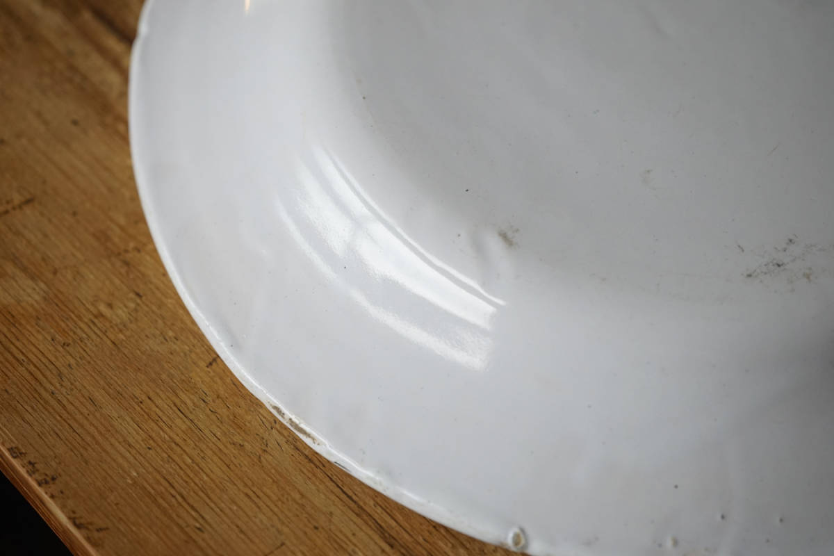 ファイアンス白錫釉 シンプルな丸大皿プレート / 18-19世紀初頭・フランス / アンティーク 古道具