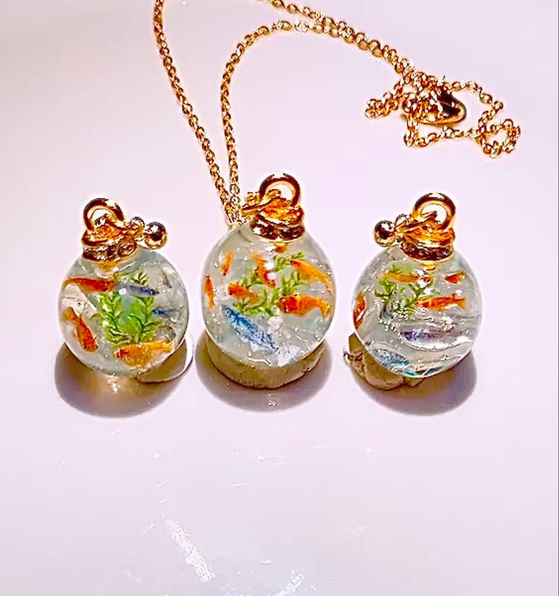 即買い◎ 再販×15 メダカ K16GP アクアマリン カン付きスタッドピアス ネックレス セット 値下げバラ売り取置き不可