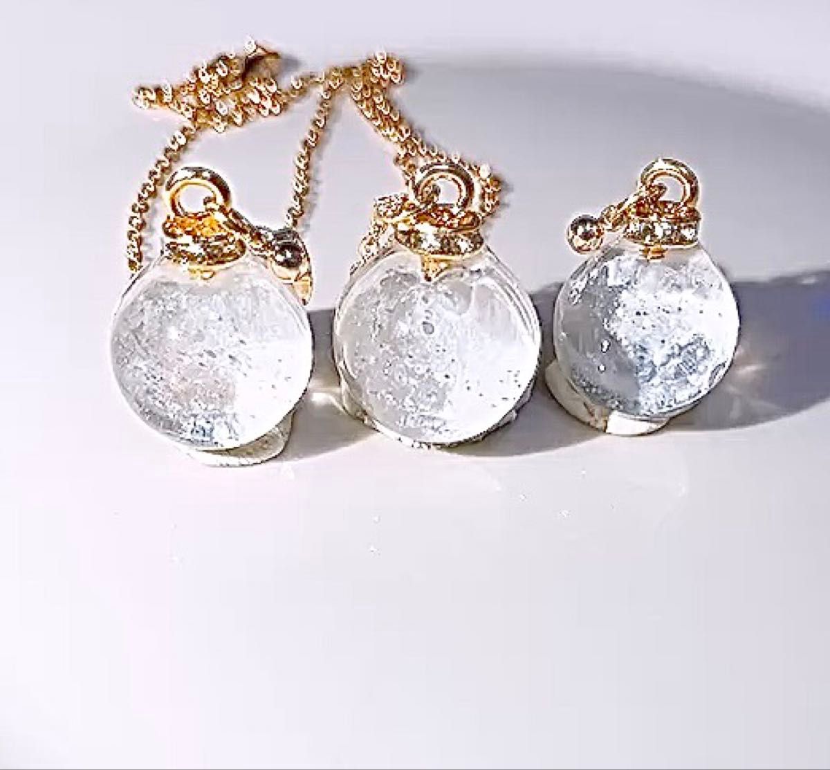 即買いイヤリング変更◎ 再販×2 秋夜に輝く満月 K16gp ピアス&ネックレスセット 値下げ取置きバラ売り不可
