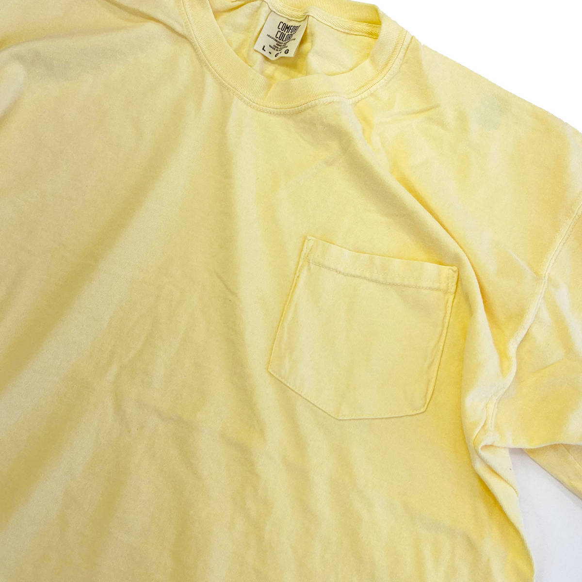 COMFORT COLORS コンフォートカラーズ　Tシャツ　バナナ　Lサイズ　6.1oz S/S Pocket TEE 　BUTTER　後染め_画像2