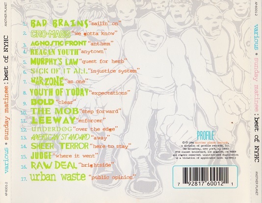V.A. / Sunday Matinee (The Best Of NY Hardcore) (輸入盤CD) Bad Brains Agnostic Front Youth Of Today