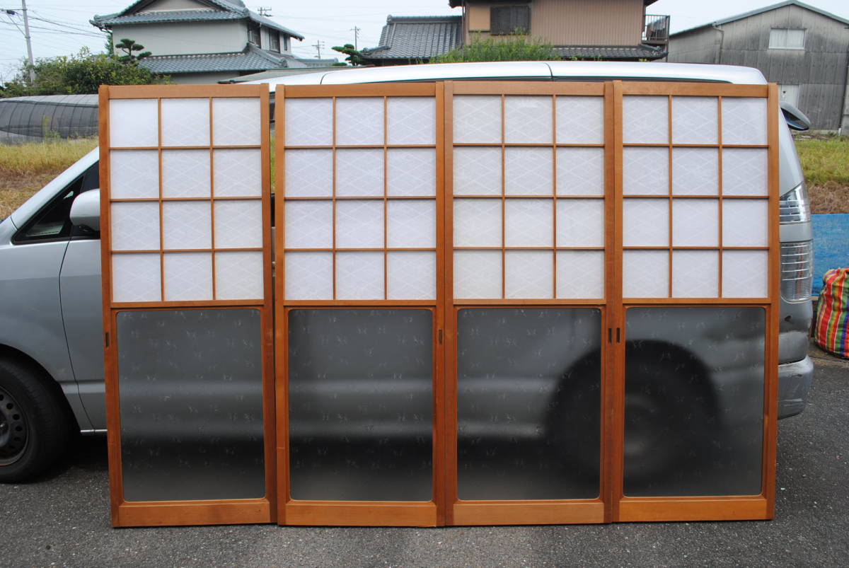 か3 昭和レトロ建具 ザラメ模様ガラス 雪見障子 1768x693x32ミリ か3 昭和レトロ建具 ザラメ模様ガラス 雪見障子 1768x693x32ミリ