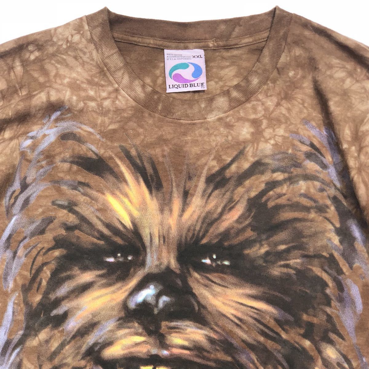 ■超激レア■90s USA製 STARWARS LIQUID BLUE チューバッカ タイダイ アート Tシャツ XXL スターウォーズ 映画 ムービー ビンテージ_画像2