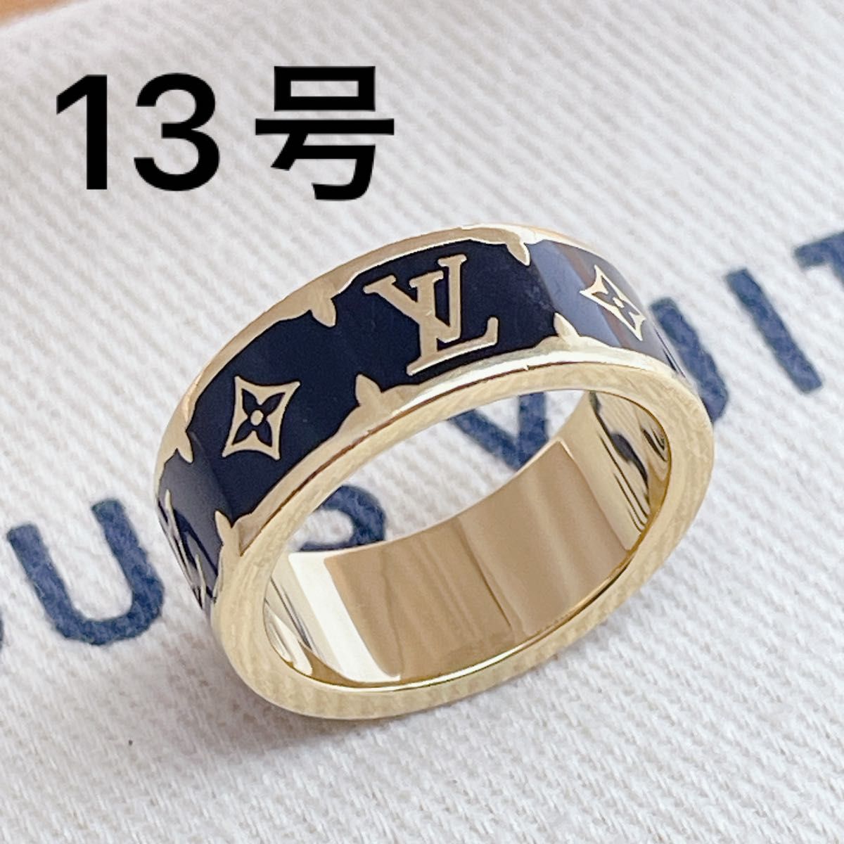 【LOUIS VUITTON】先行販売ナノグラム エナメルリング ブラック LOUIS VUITTON 指輪 モザイク エナメル ナノグラム ブラック