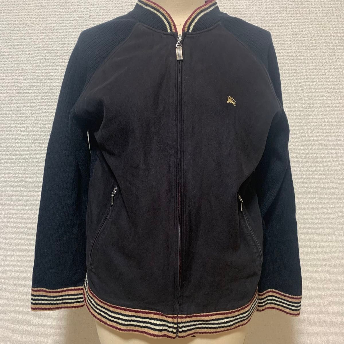 バーバリーBURBERRYBLUELABELファー付ブルゾン 38 黒 三陽商会 バーバリーブラックレーベル 三陽商会 黒色 ジップアップ