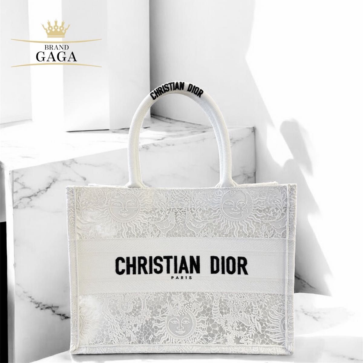 diorブックトートミディアム新品未使用 未使用】DIOR ブックトート ミディアム ホワイト レース|Yahoo
