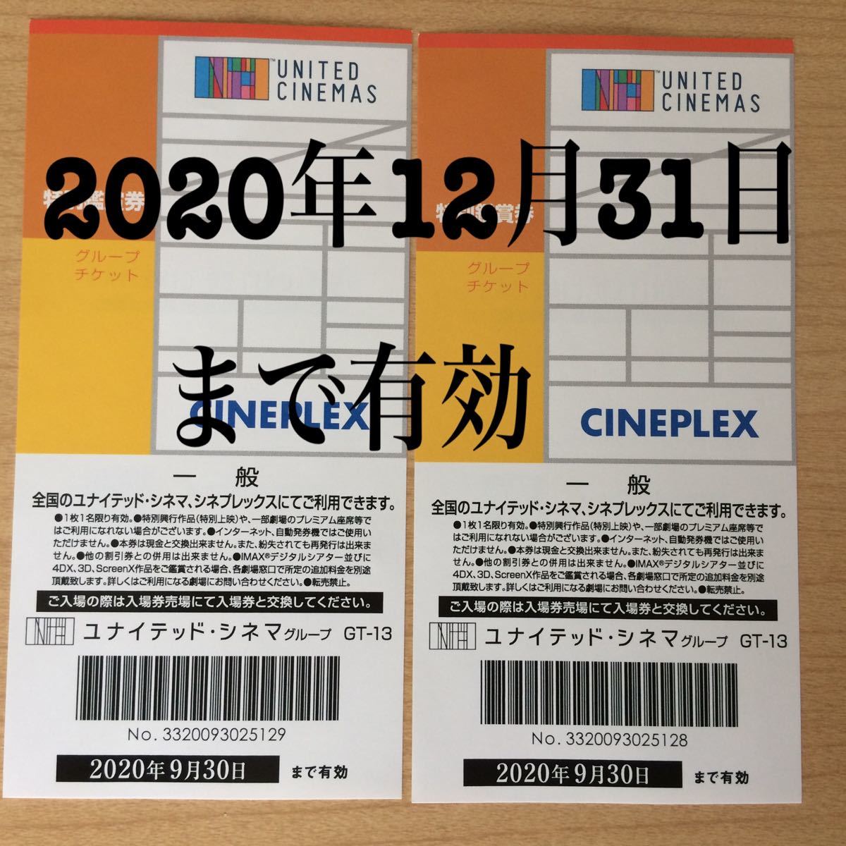 PayPayフリマ｜ユナイテッドシネマ特別鑑賞券 大人二枚有効期限2020年12月31日 映画