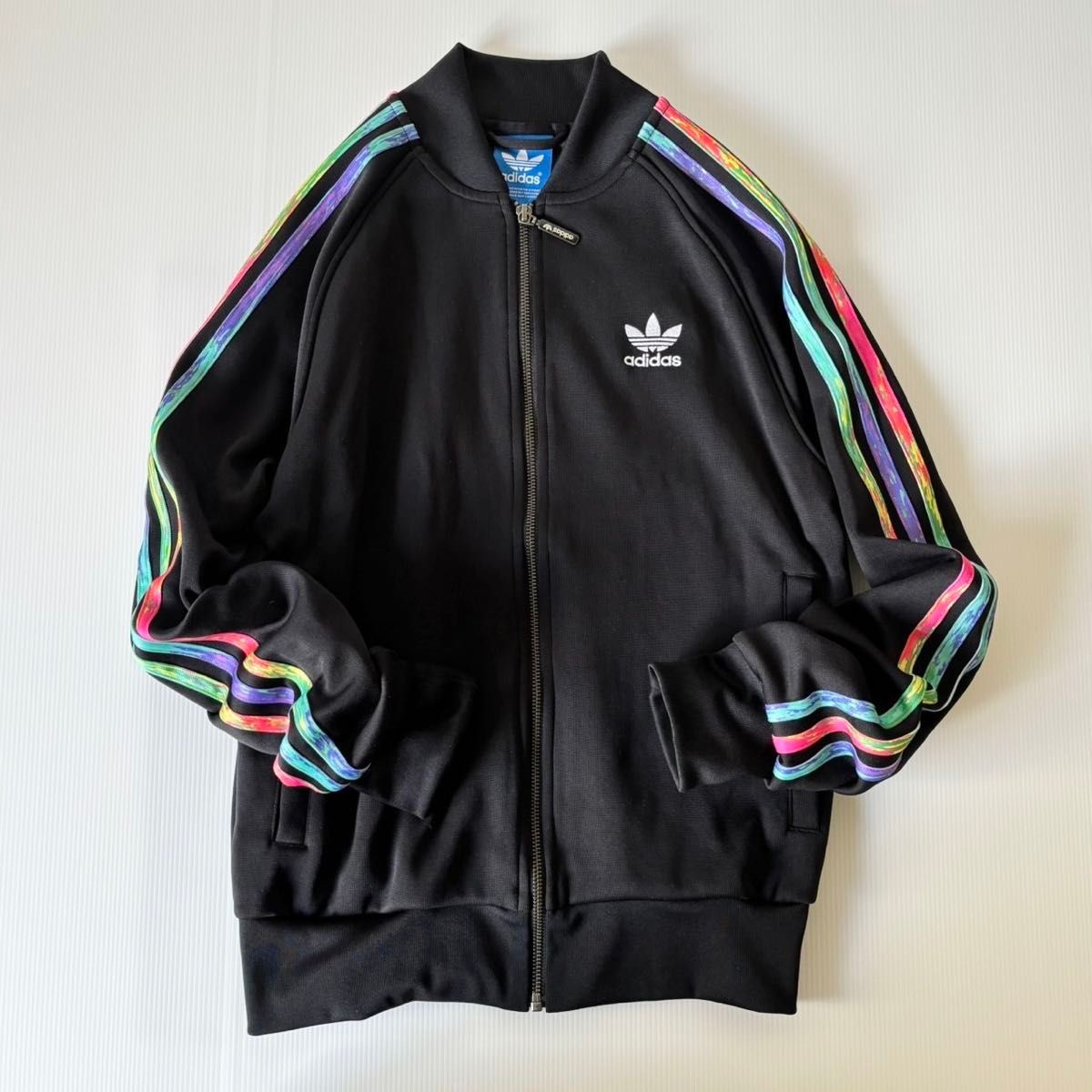 アディダス トラックジャケット ジャージ M ブラック アシメ トレフォイル adidas トラックジャケット アディダス M ジャージ 黒 ブラック