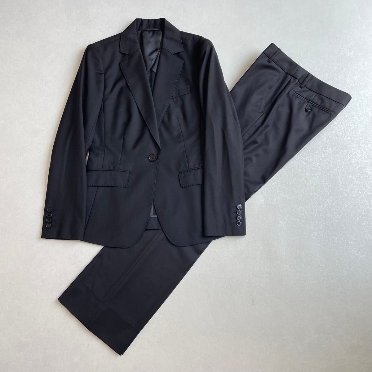 【美品】 ザスーツカンパニー パンツ スーツ 38 美品 スーツカンパニー パンツスーツ 38 スーパー120's ブラック