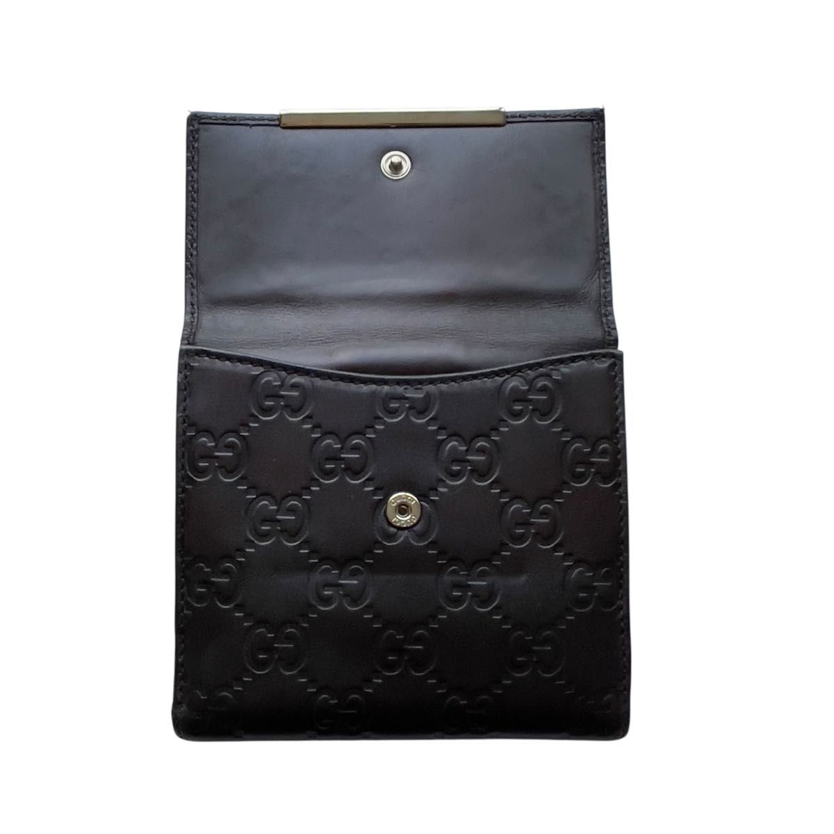 【GUCCI】マネークリップ GG シマレザー 2つ折り財布 GG柄 グッチ GUCCI 二つ折り財布 シマ GG柄 エンボス ゴールド