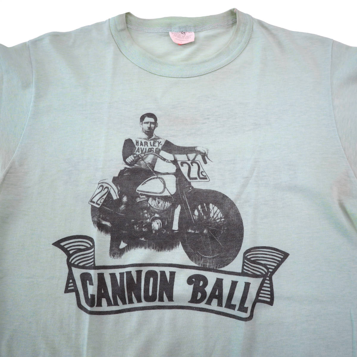 ビンテージ 80s～ harley davidson 両面 染み込み プリント Tシャツ usa製 ハーレー ダヴィッドソン cannon ball アート 企業物 vintage