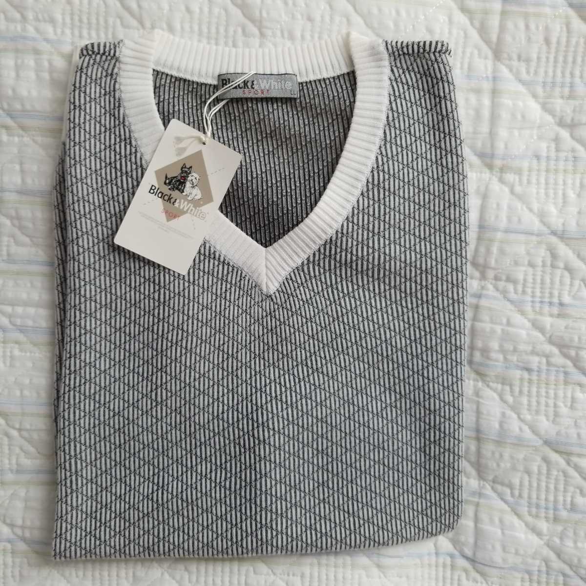 新品Black&White/ブラック&ホワイト/メンズVネックニットベスト 新品Black&White/ブラック&ホワイト/メンズVネックニットベスト